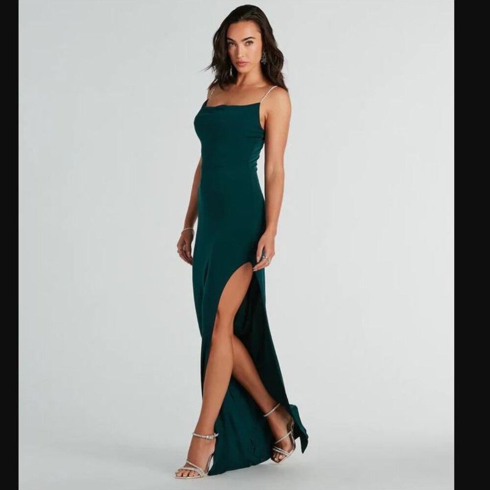 Alisha Rhinestone Strap Formal Dress